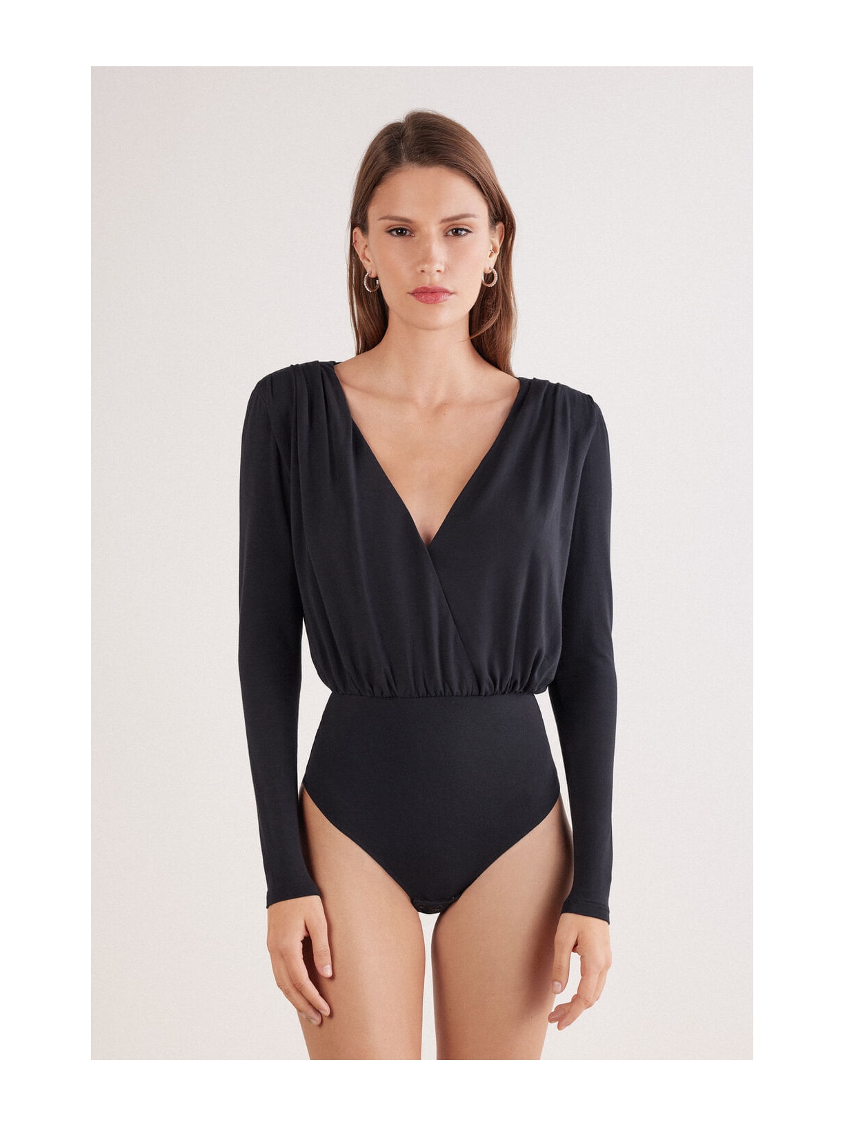 Body De Manga Comprida Em Modal The Star Of The Show Preto Intimissimi