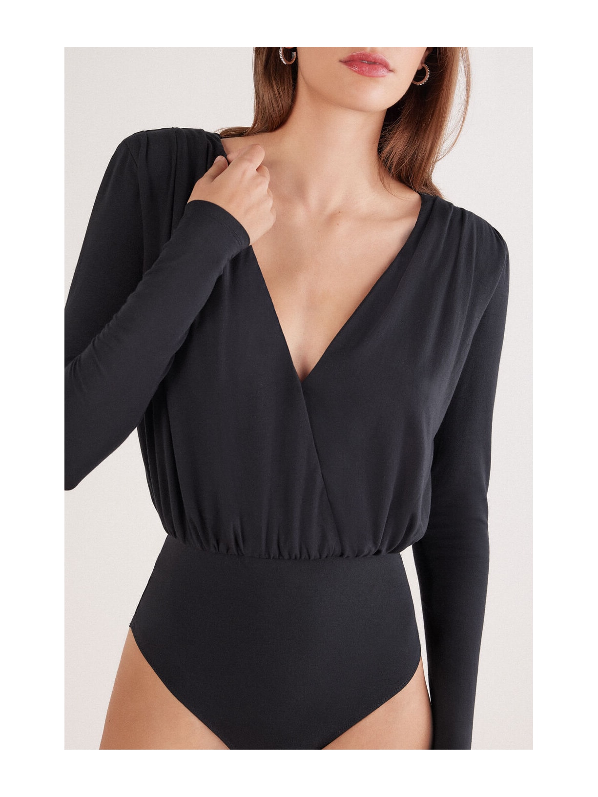 Body De Manga Comprida Em Modal The Star Of The Show Preto Intimissimi