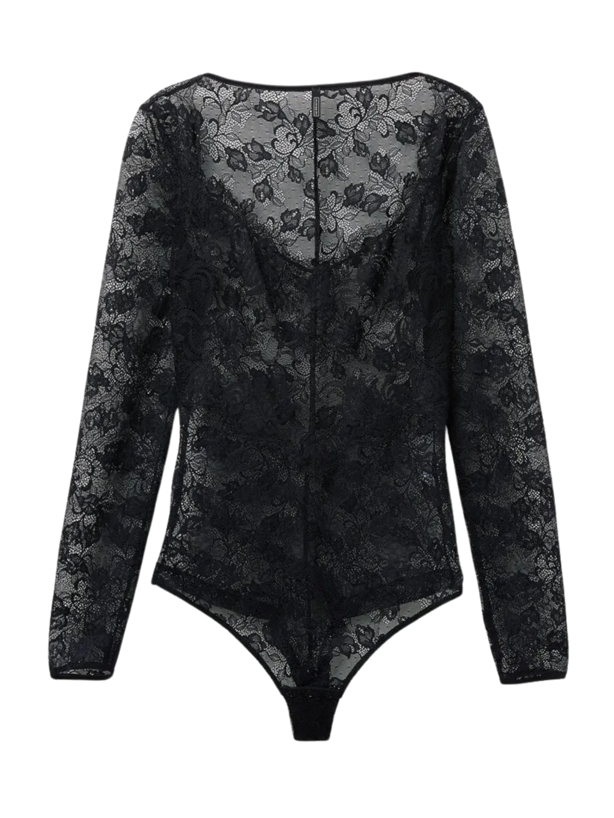 Body De Manga Comprida Em Renda The Simplest Pleasures - Preto