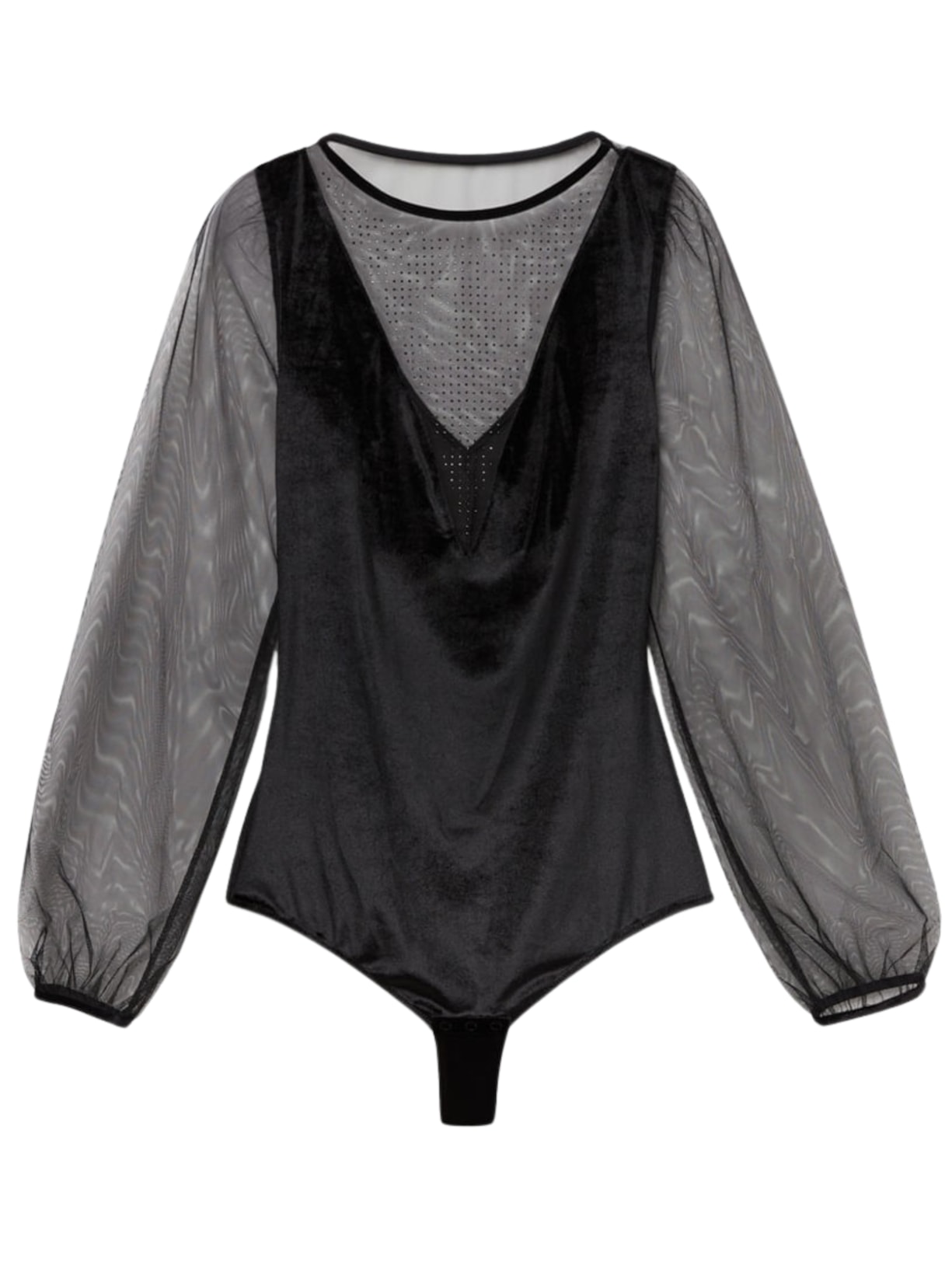 Body De Manga Comprida Em Veludo After Midnight - Preto