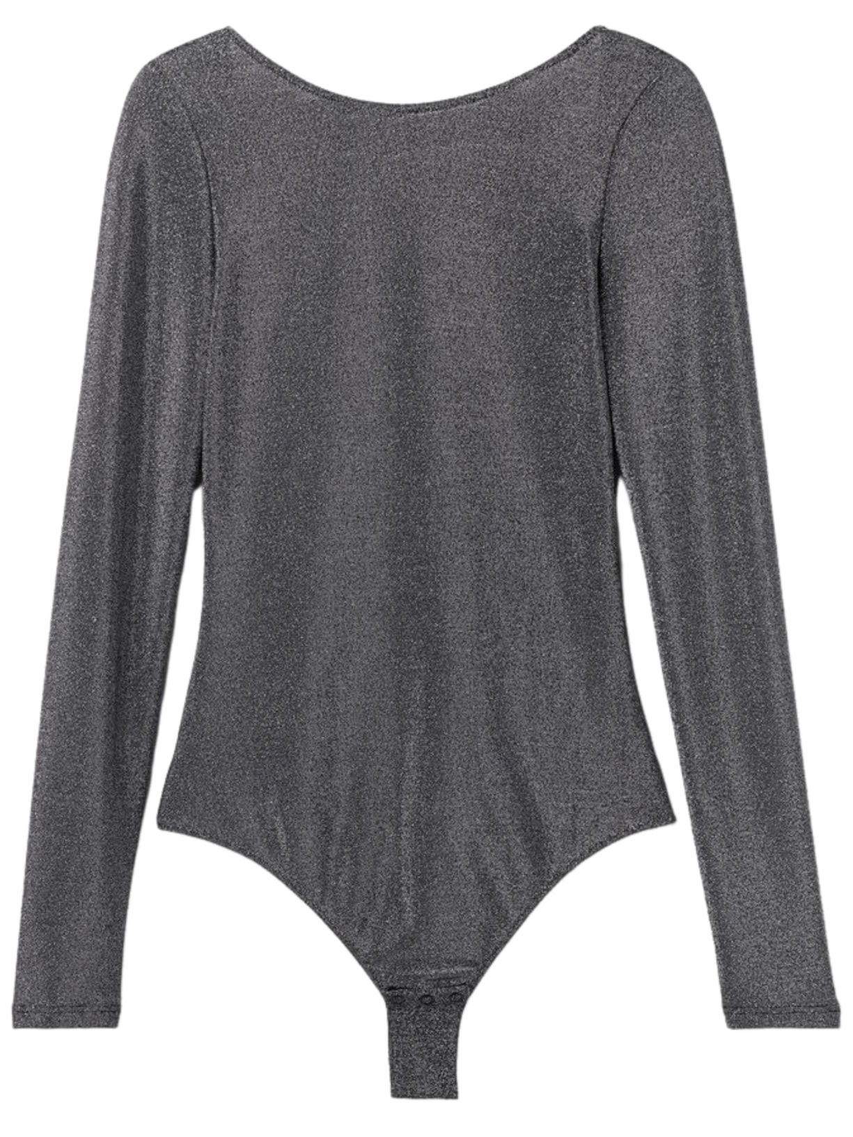 Body De Manga Comprida Lamê After Midnight - Cinza