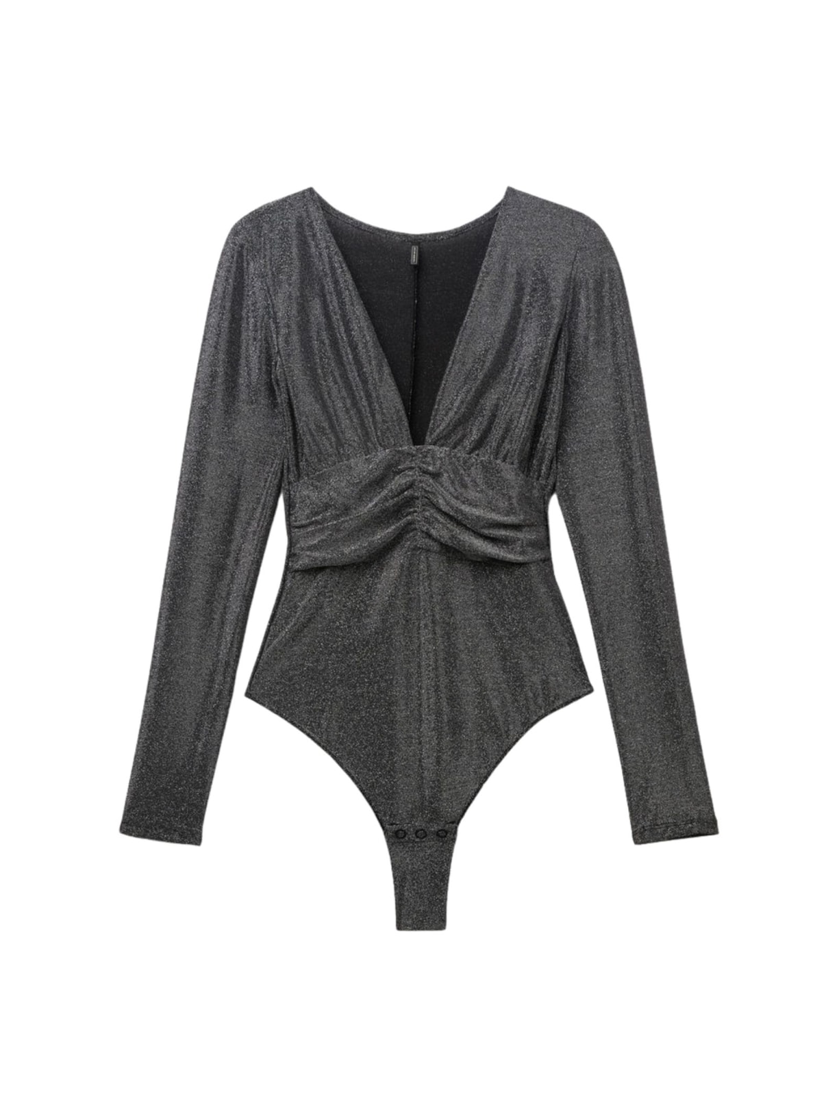 Body De Manga Comprida Lamê Shimmering Passion Cinza Intimissimi