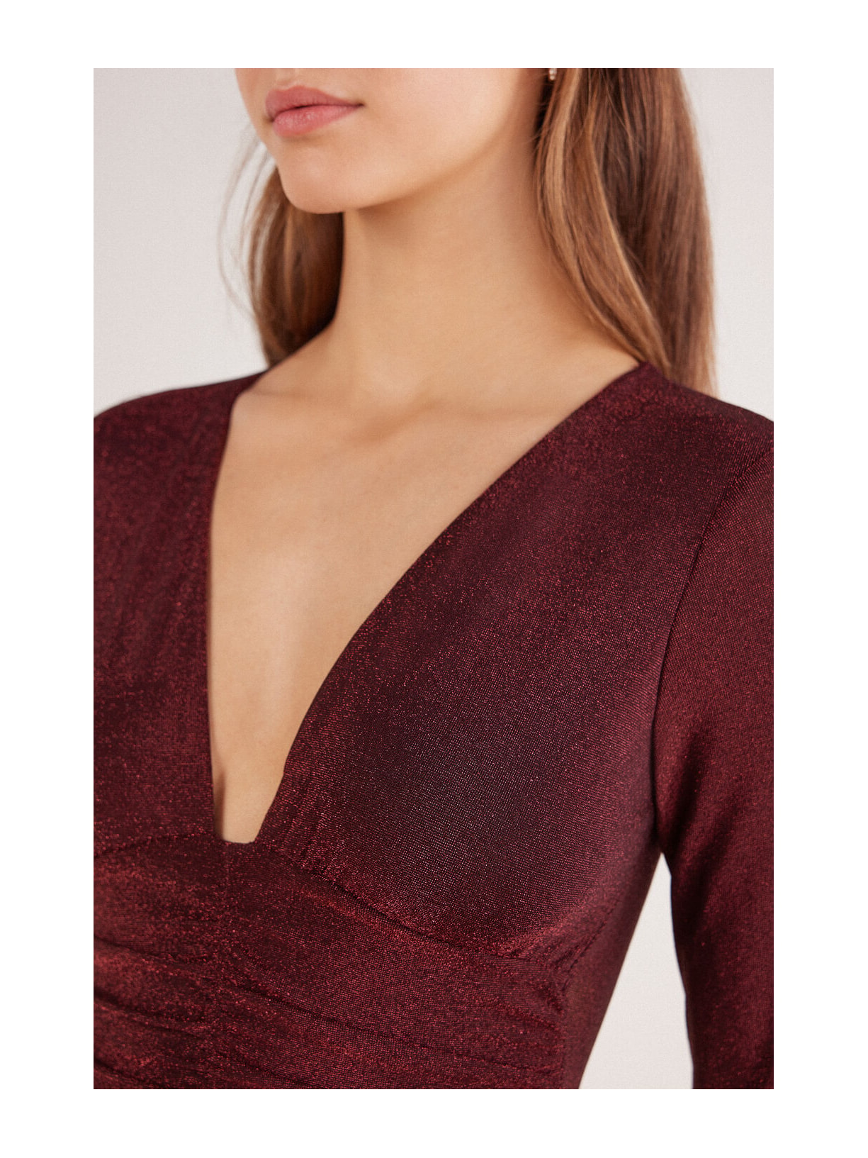 Body De Manga Comprida Lamê Shimmering Passion Vermelho Intimissimi