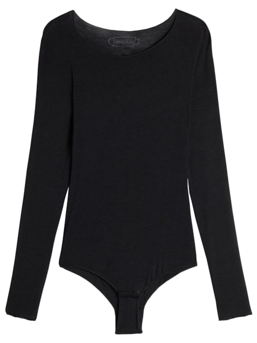 Body De Manga Comprida Modal e Cashmere Ultralight - Preto