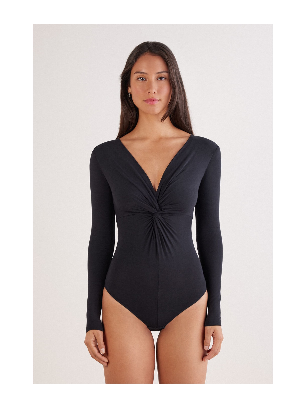 Body De Manga Comprida Sensual Attitude Em Modal Preto Intimissimi