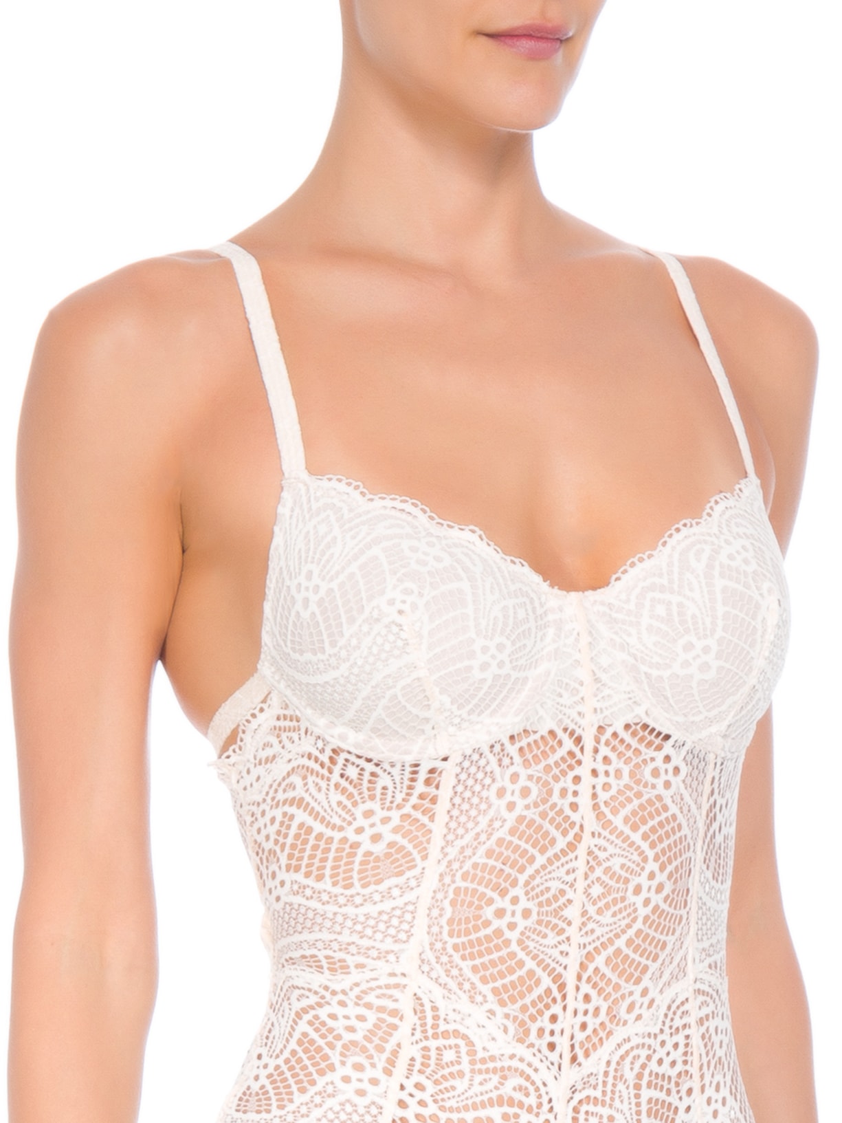 Body De Renda Bege Valisere