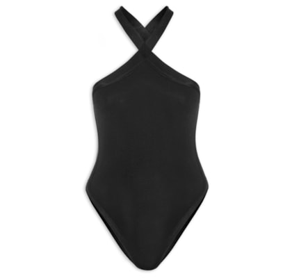 Body Decote Costas Tricot - Preto
