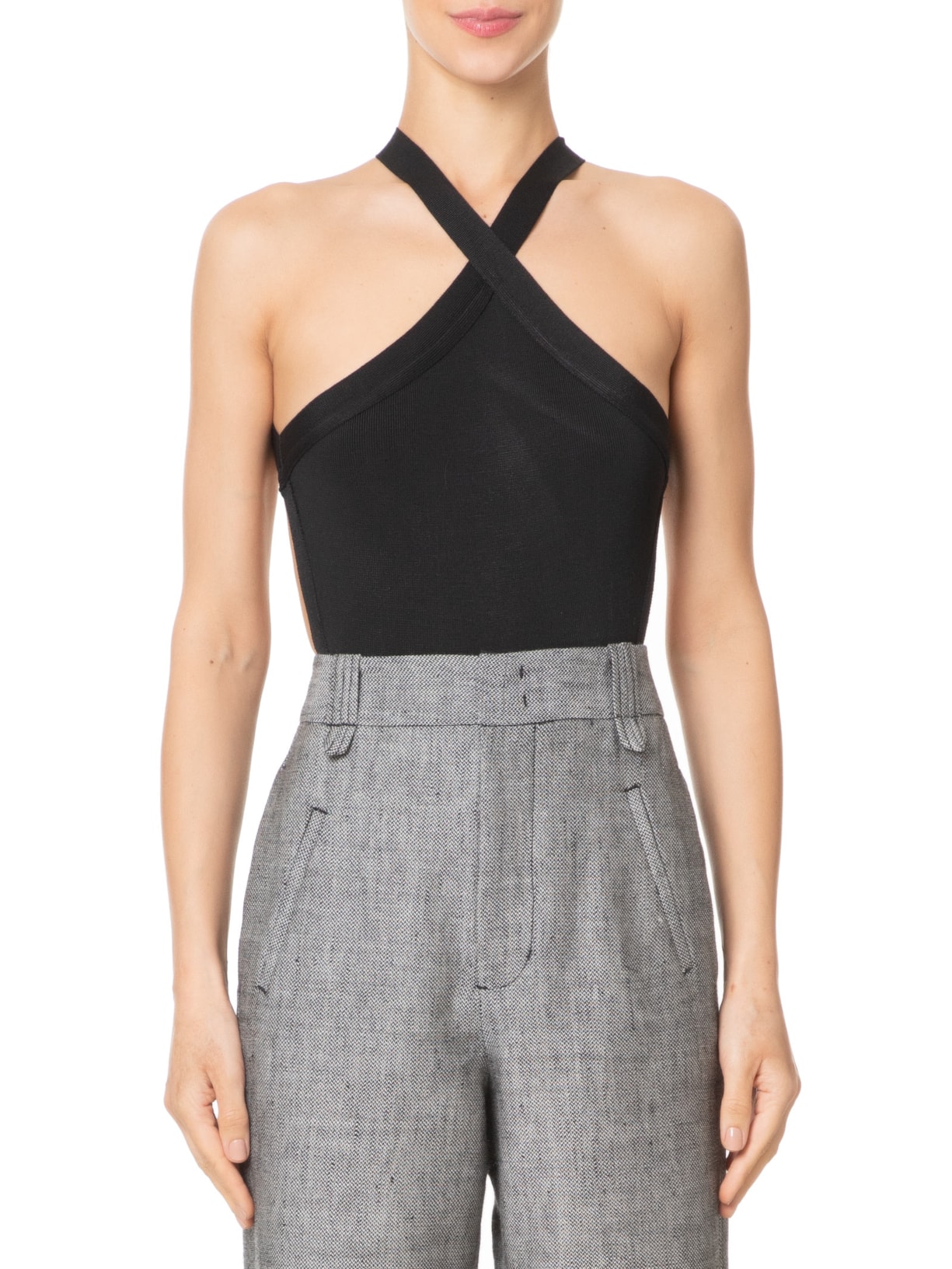 Body Decote Costas Tricot Preto Animale