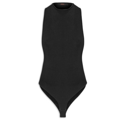 Body Decote Costas Tricot - Preto