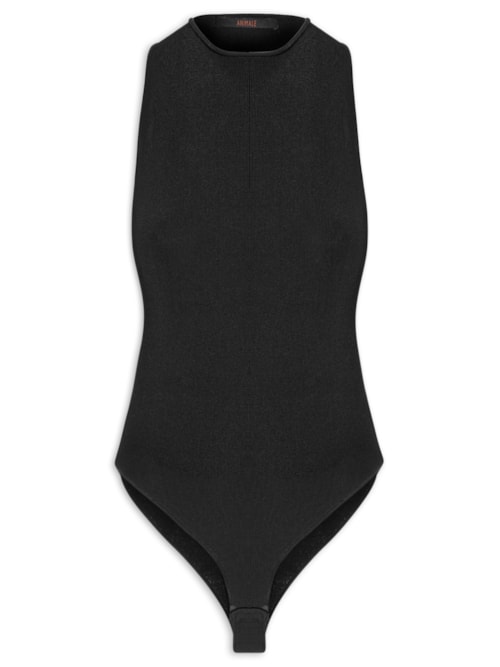 Body Decote Costas Tricot - Preto