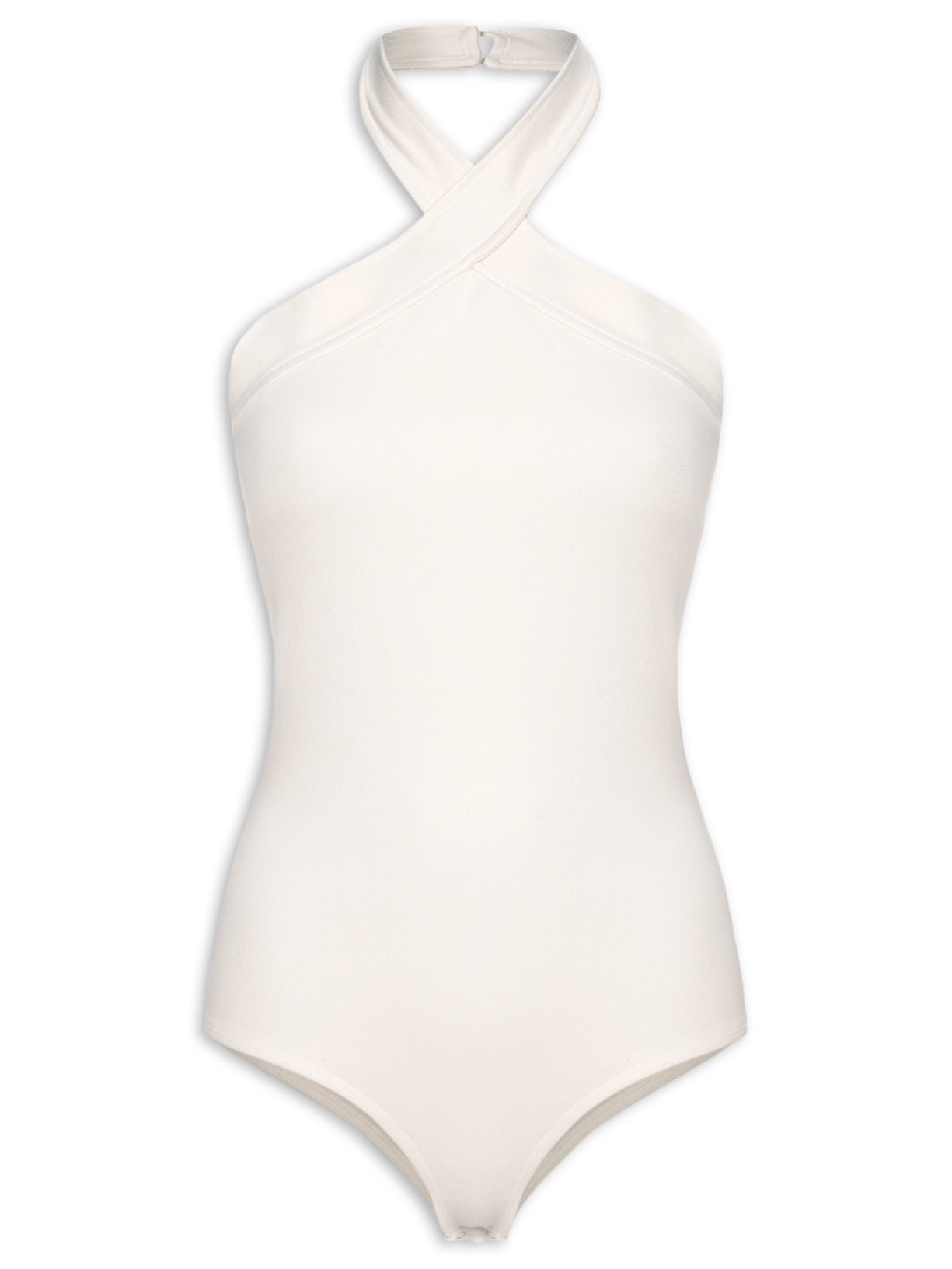 Body Decote Cruzado Frente Única Em Malha - Bege