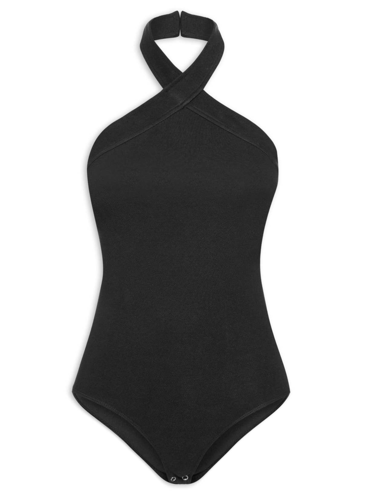 Body Decote Cruzado Frente Única Em Malha - Preto