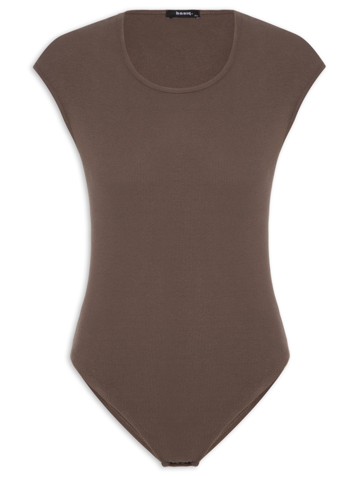 Body Decote Redondo Manga Japonesa - Marrom