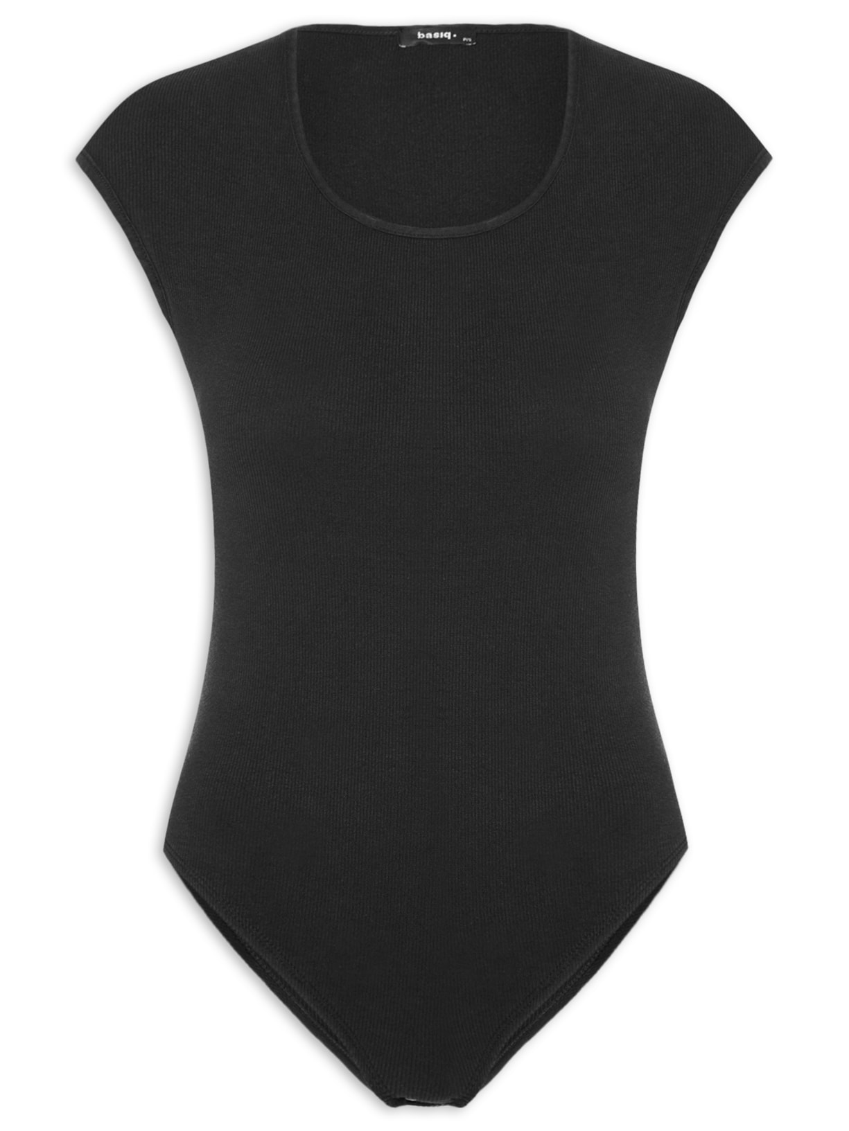 Body Decote Redondo Manga Japonesa - Preto