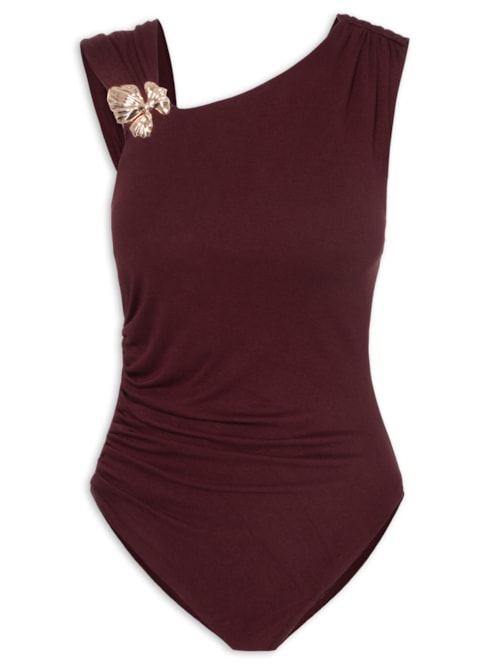 Body Drapeado Com Detalhe Em Metal - Vermelho