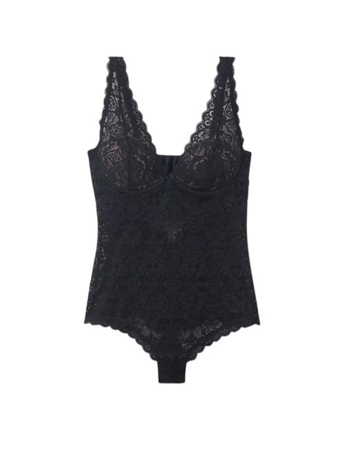 Body Eleonora Em Renda - Preto