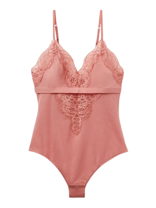 Body Em Algodão e Renda Embrace Simplicity - Rosa