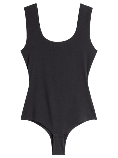 Body Em Algodão Supima® Com Decote Acentuado - Preto