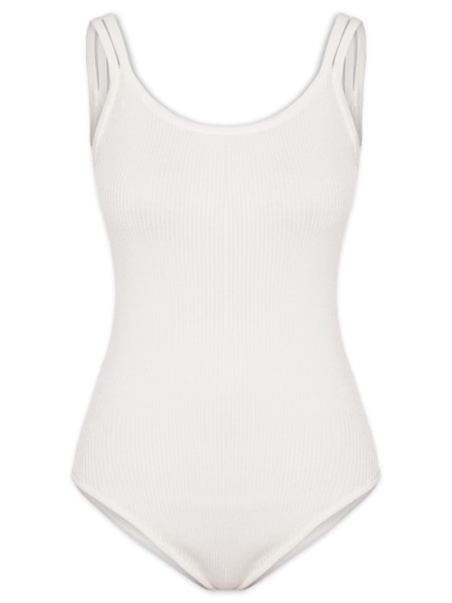 Body Em Malha Canelada - Branco