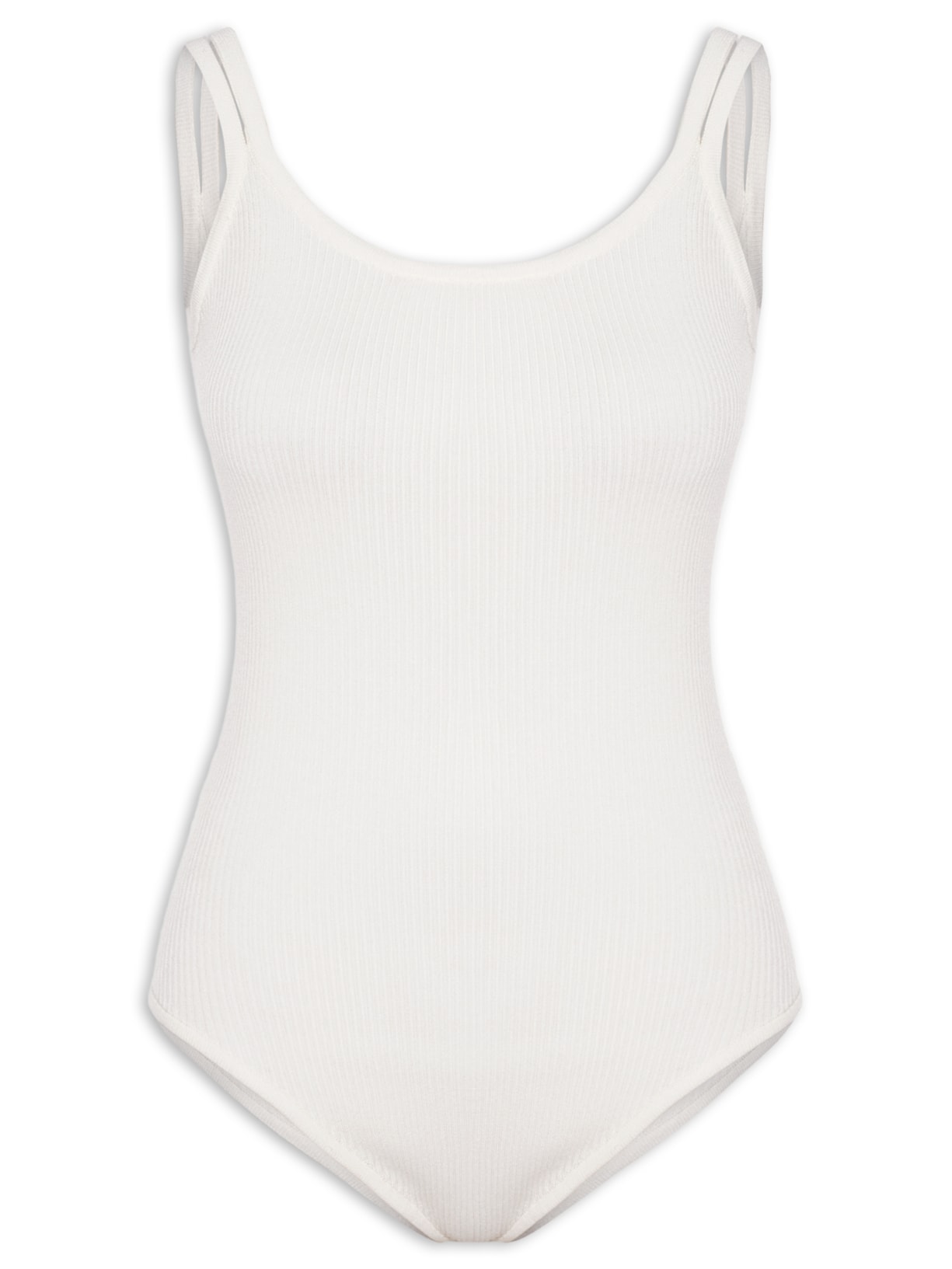 Body Em Malha Canelada - Branco