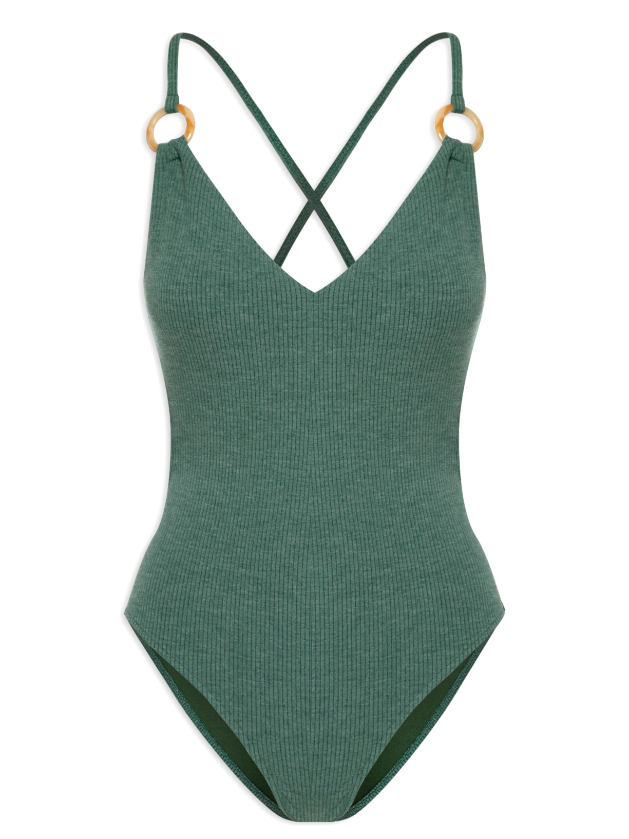 Body em Malha Canelada Estruturada - Verde