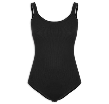 Body Em Malha Canelada - Preto