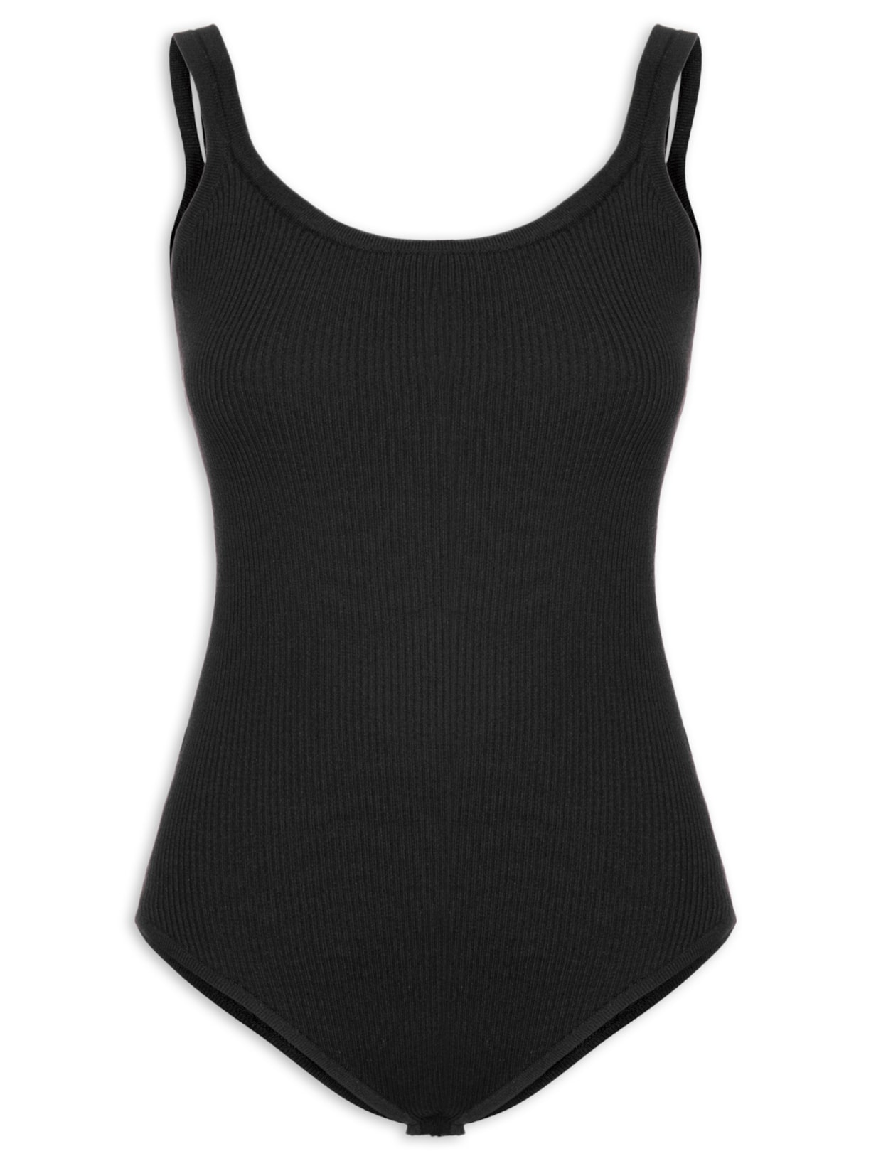 Body Em Malha Canelada - Preto