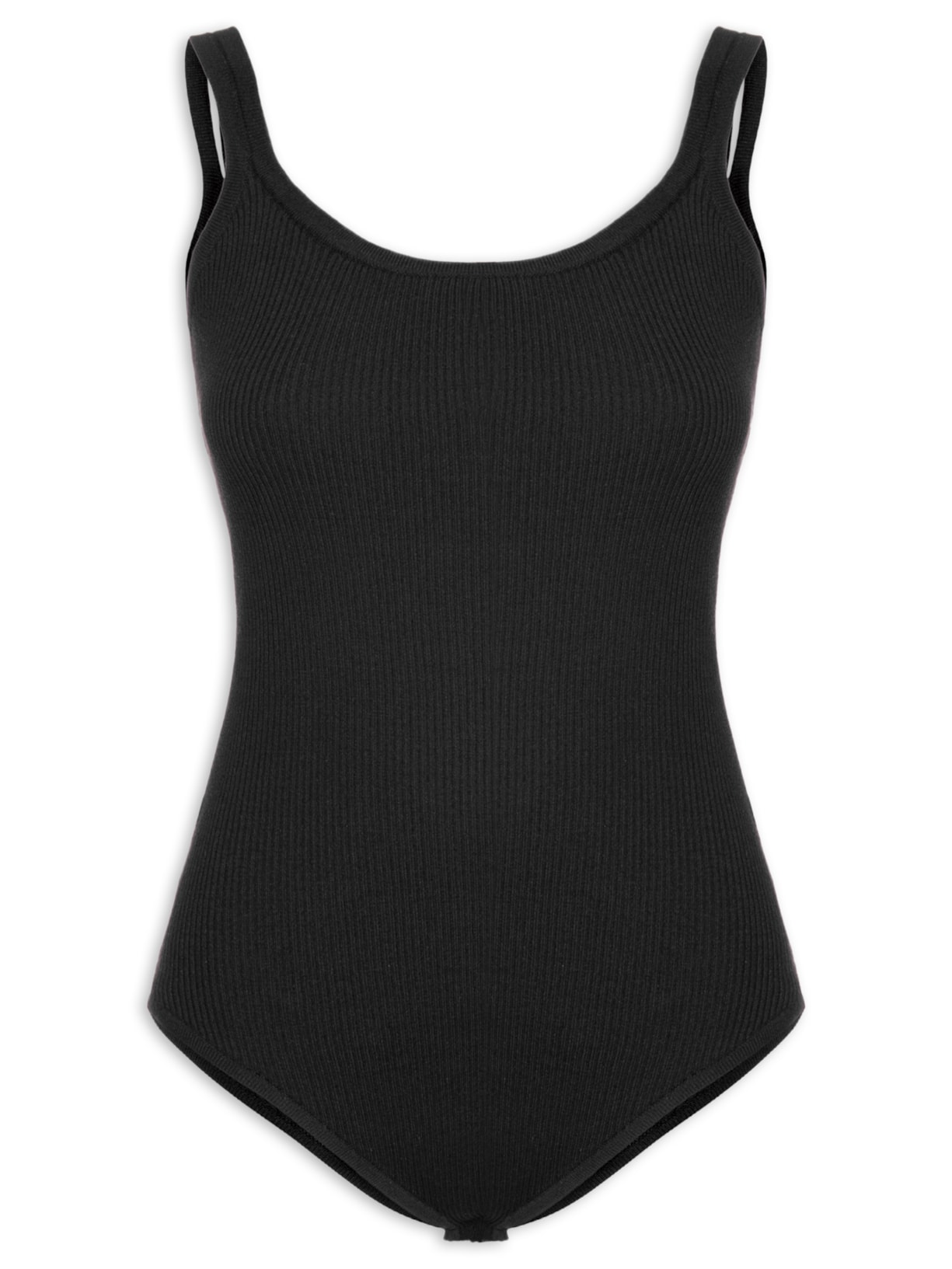 Body Em Malha Canelada - Preto