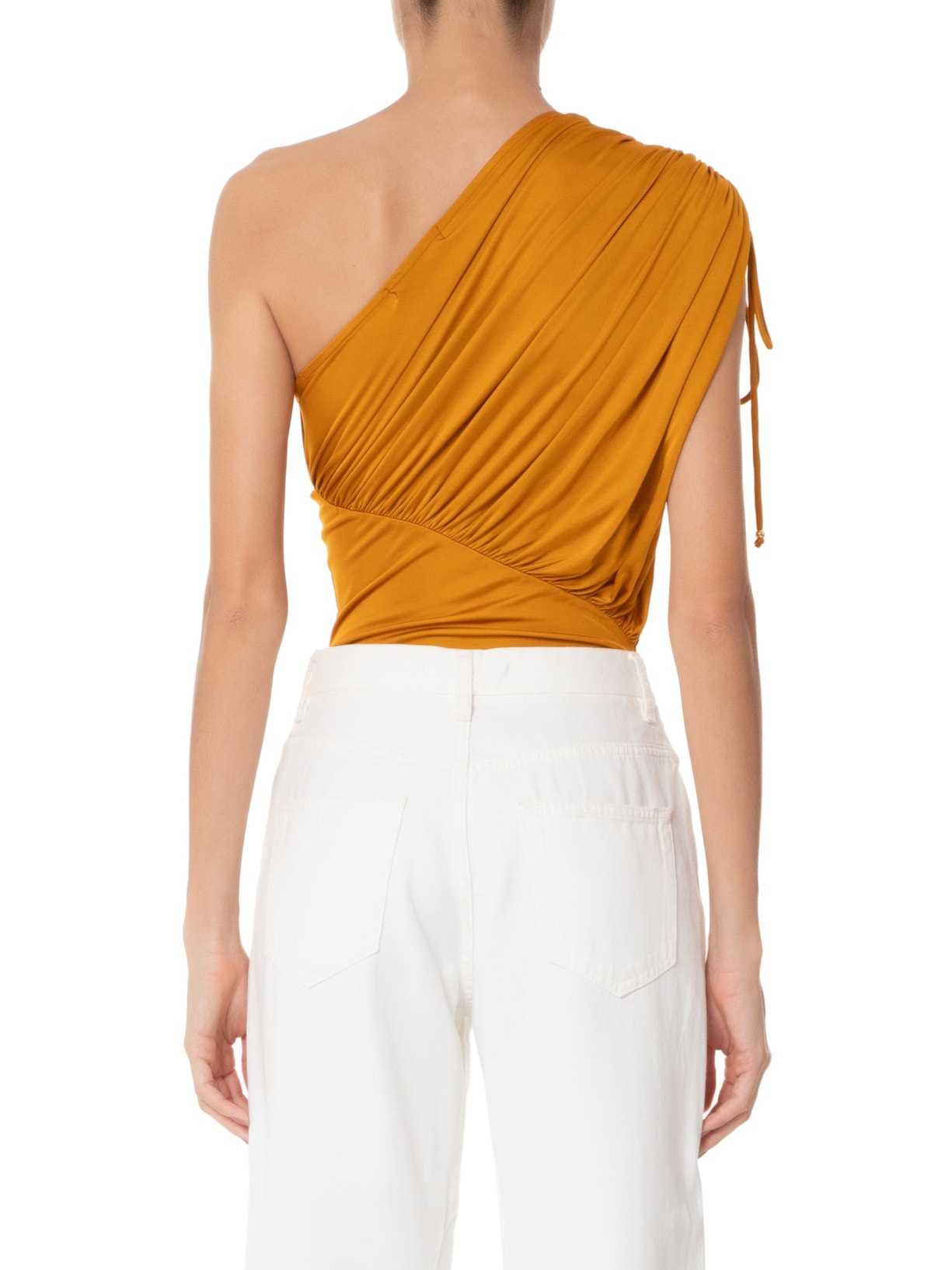 Body Em Malha Com Franzidos Amarelo '2Essential