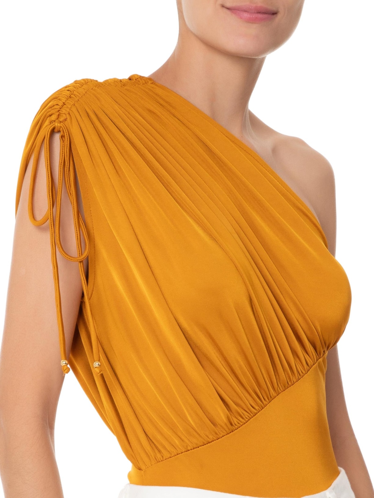 Body Em Malha Com Franzidos Amarelo '2Essential