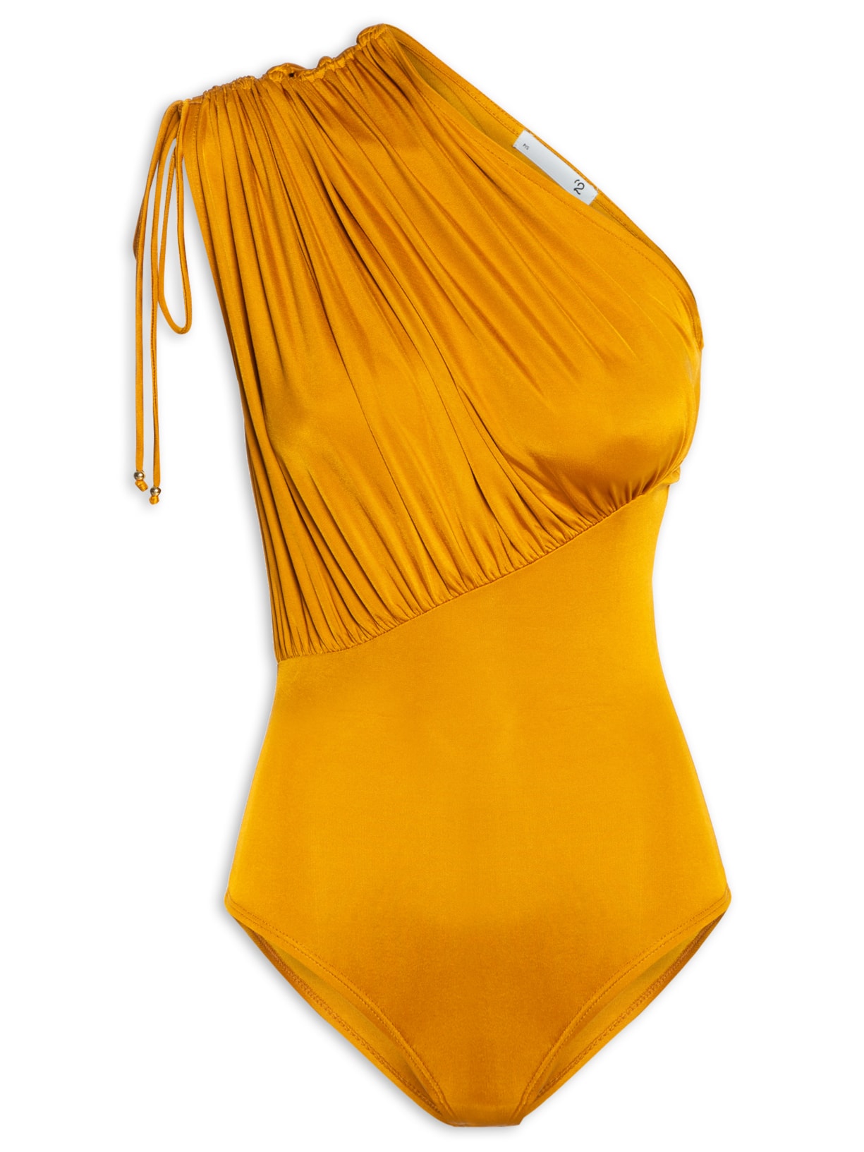 Body Em Malha Com Franzidos - Amarelo