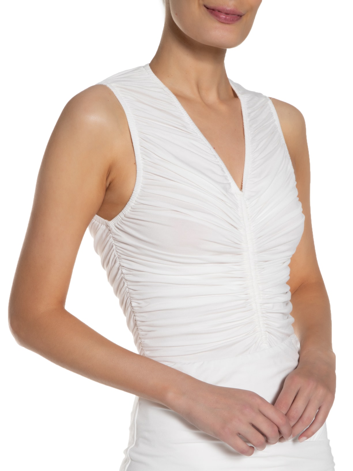 Body Em Malha Franzida Branco '2Essential