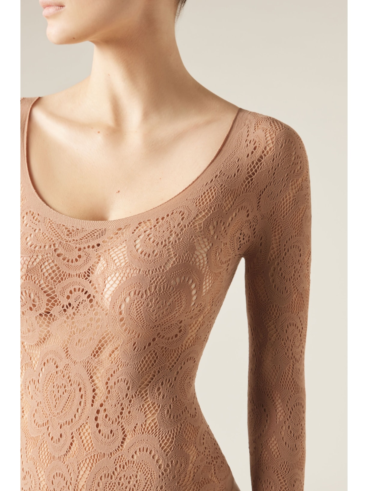 Body Em Renda Bege Calzedonia