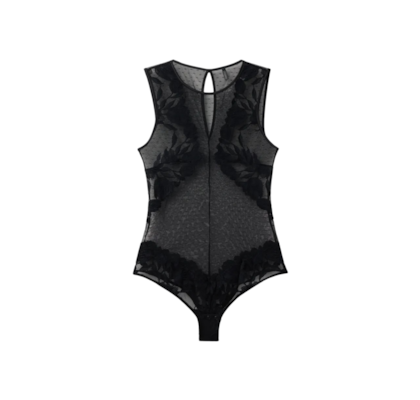 Body Em Renda e Tule All About Flowers - Preto