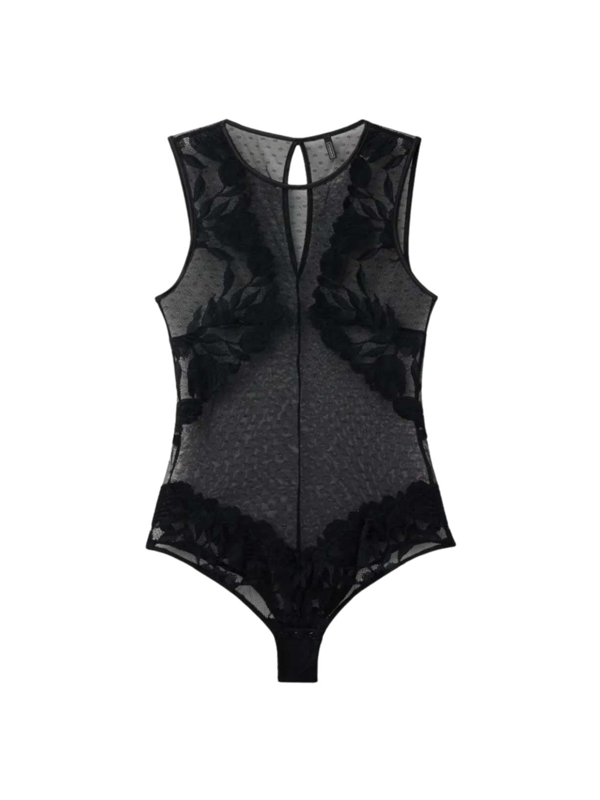 Body Em Renda e Tule All About Flowers - Preto