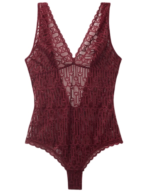 Body Em Renda Elegant Silhouette - Vermelho