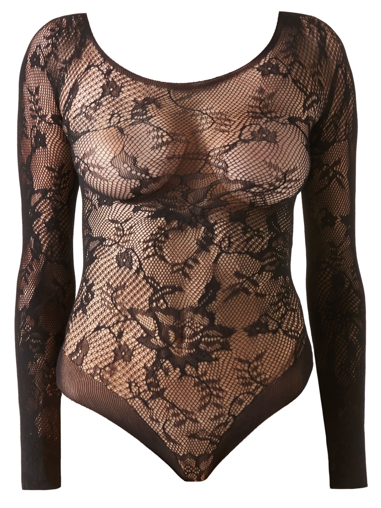 Body Em Renda Floral - Preto