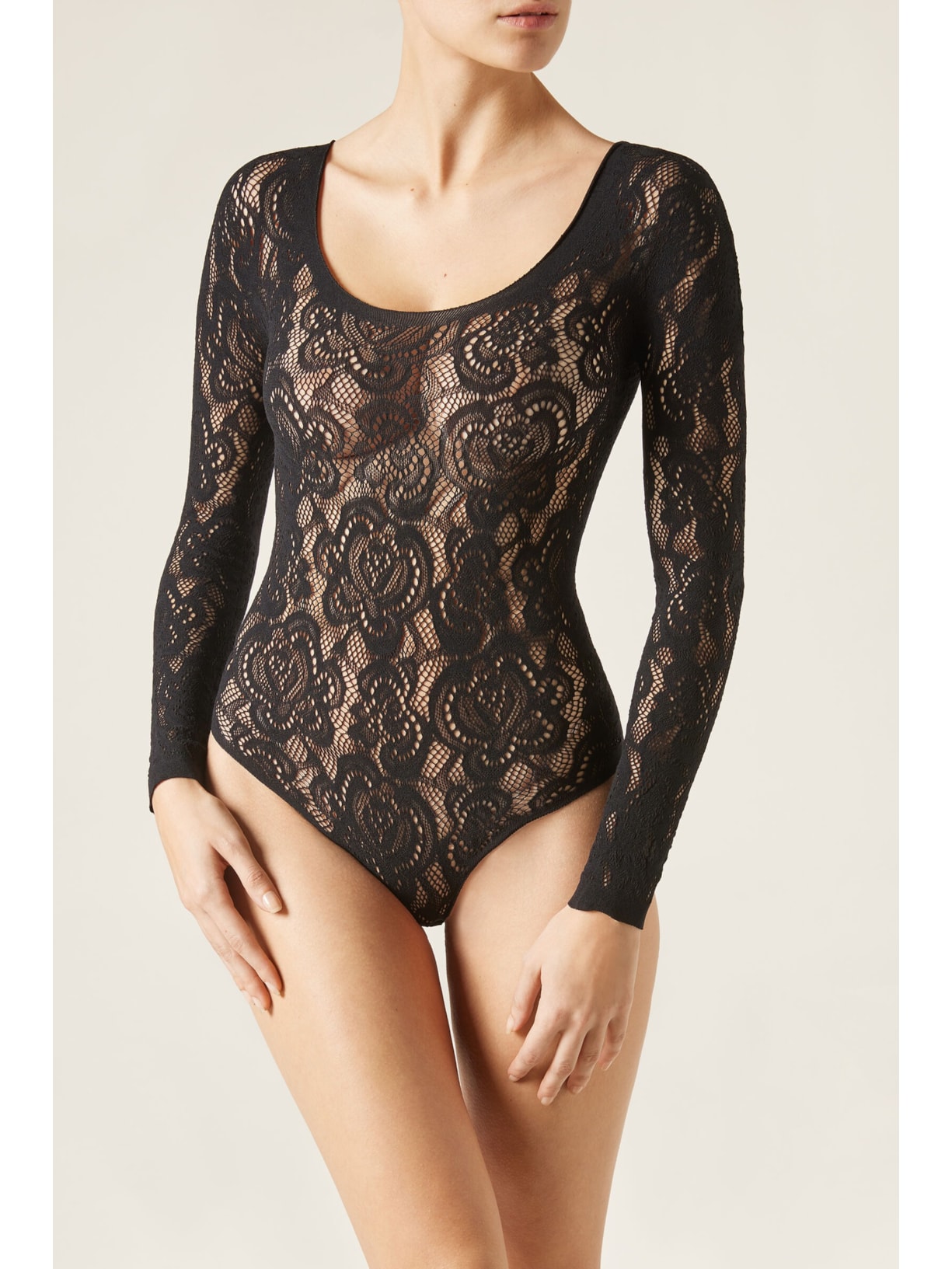 Body Em Renda Preto Calzedonia