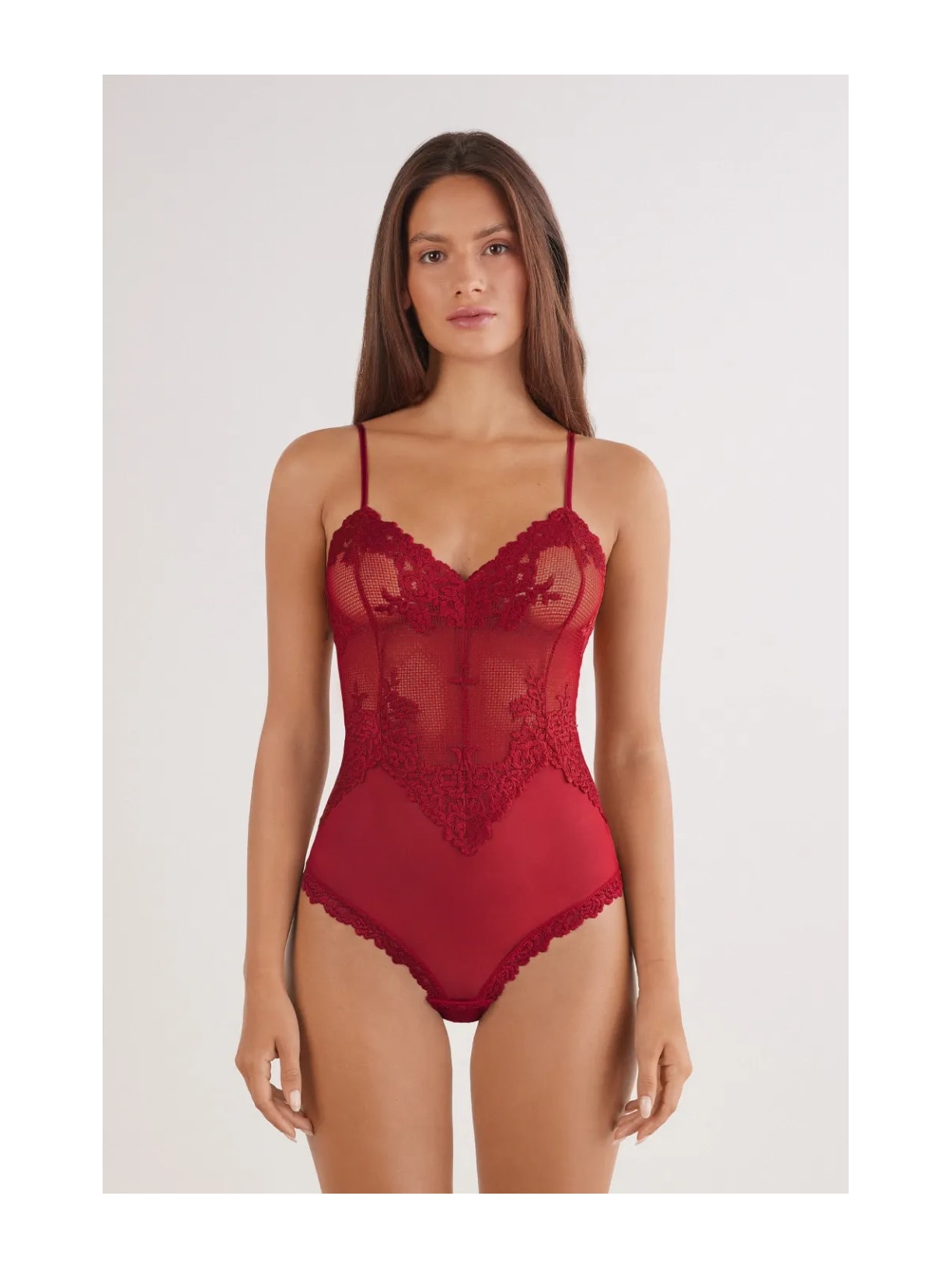 Body Em Tule e Renda Pretty Flowers Vermelho Intimissimi