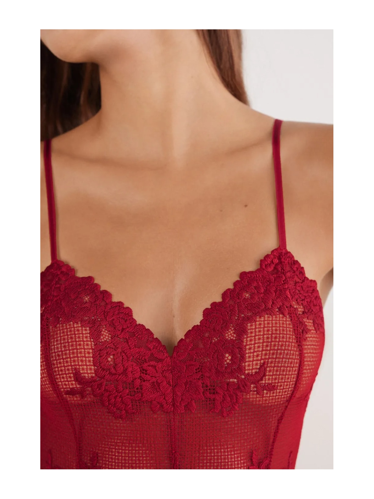 Body Em Tule e Renda Pretty Flowers Vermelho Intimissimi