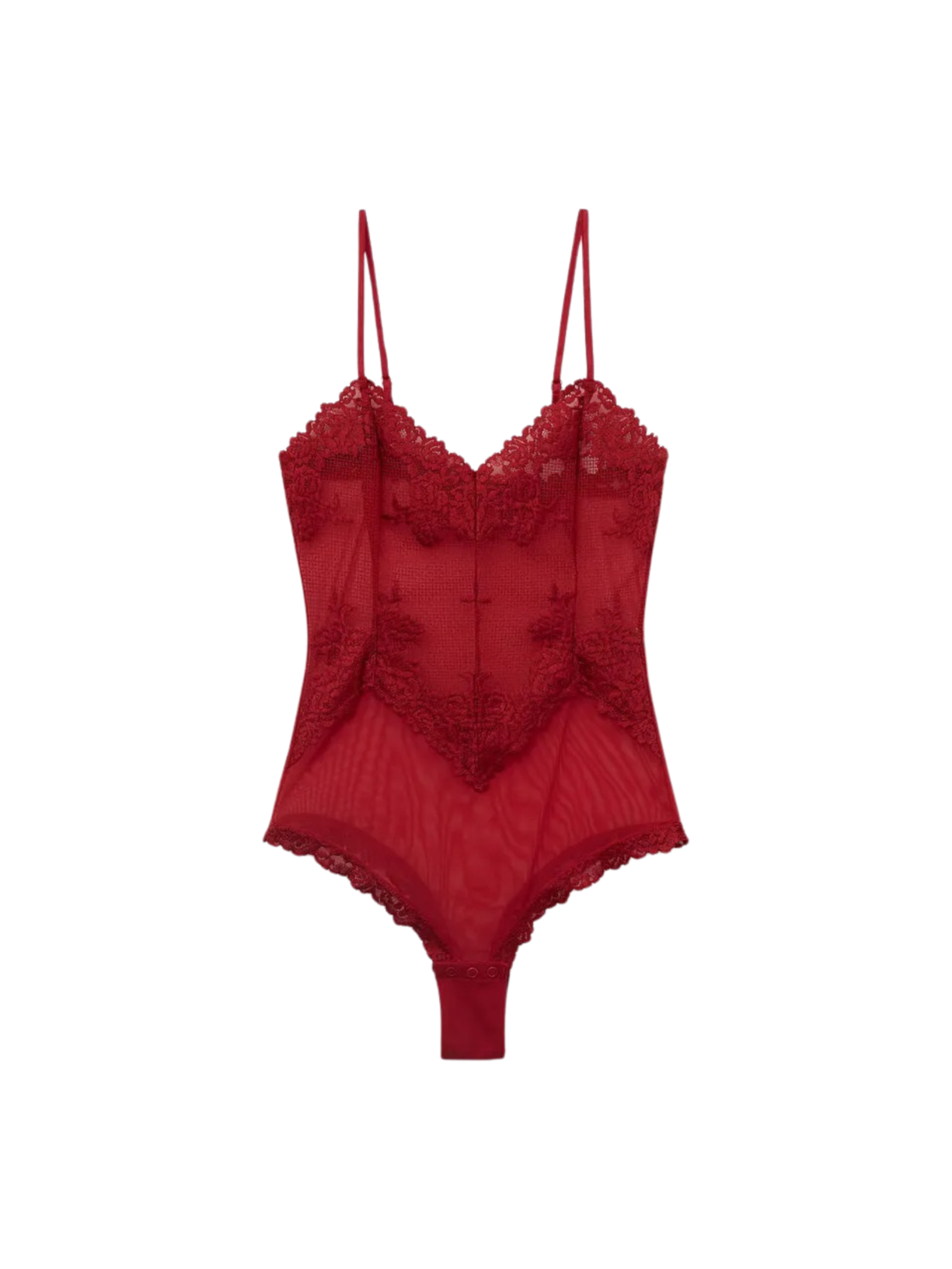 Body Em Tule e Renda Pretty Flowers - Vermelho