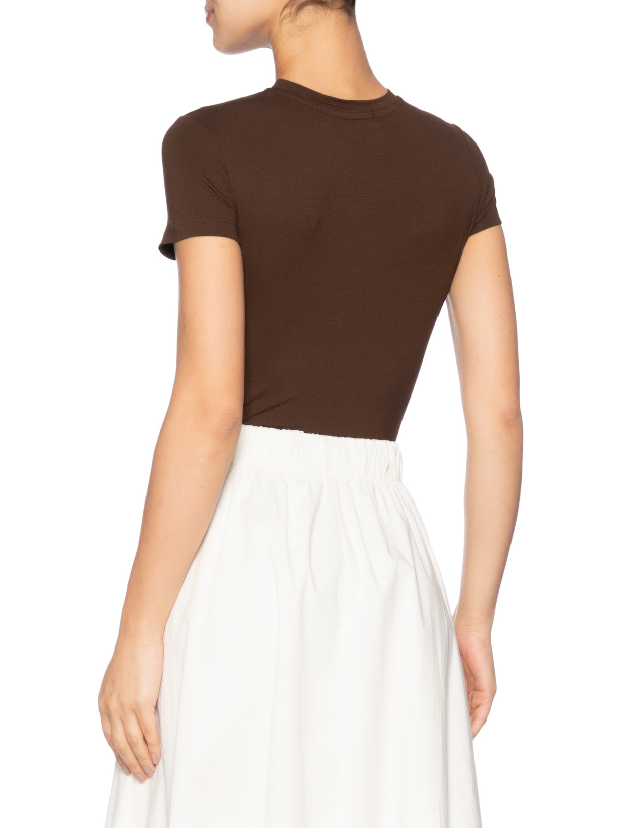 Body Feminino Ajustado Ao Corpo Com Decote Redondo Marrom  '2Essential