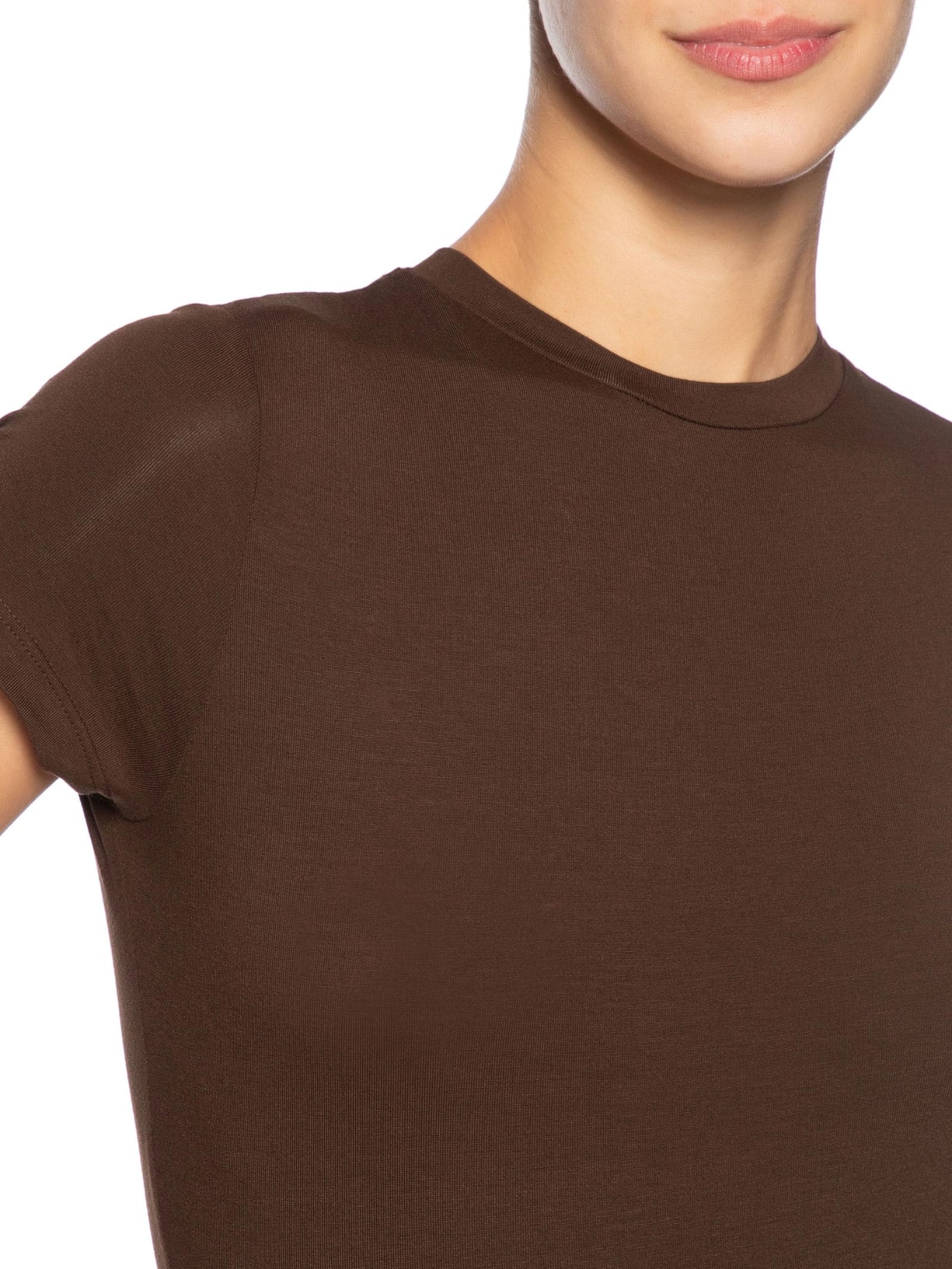 Body Feminino Ajustado Ao Corpo Com Decote Redondo Marrom  '2Essential