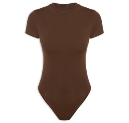 Body Feminino Ajustado Ao Corpo Com Decote Redondo - Marrom 