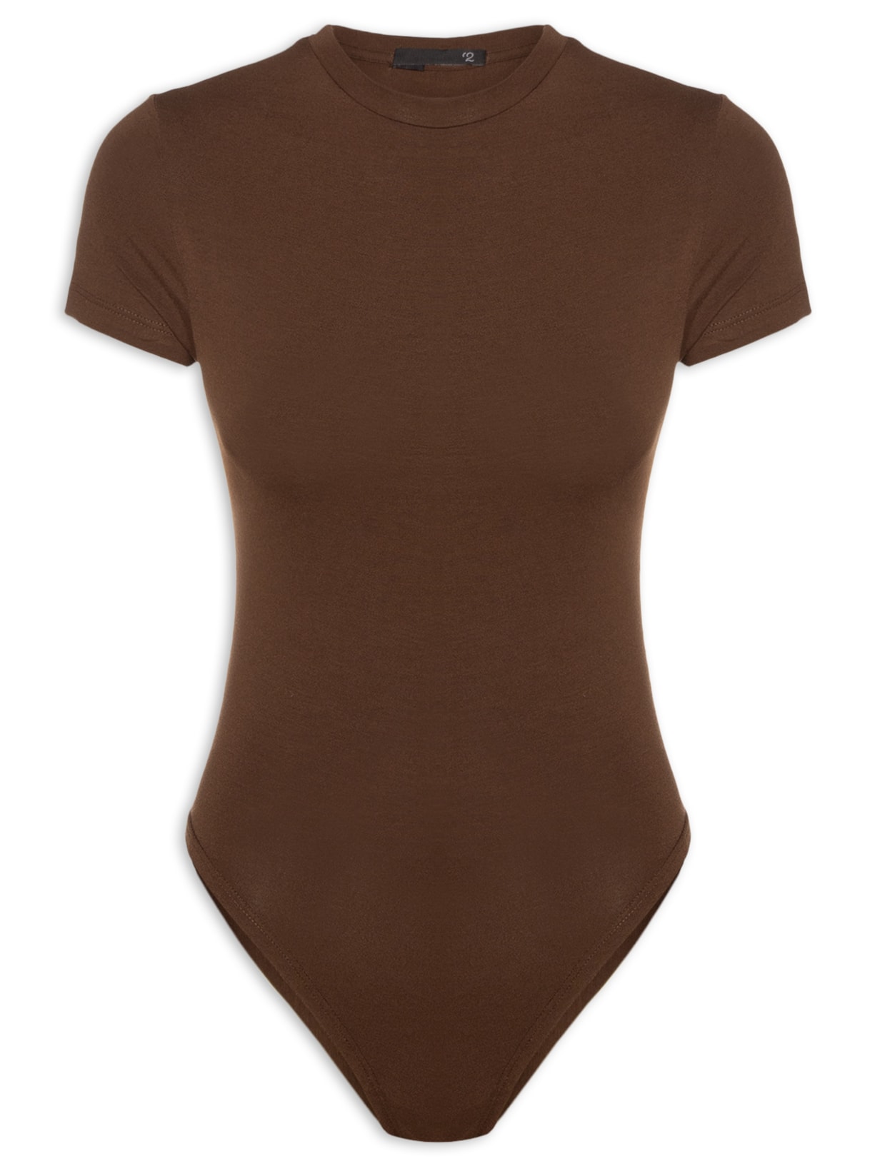 Body Feminino Ajustado Ao Corpo Com Decote Redondo - Marrom