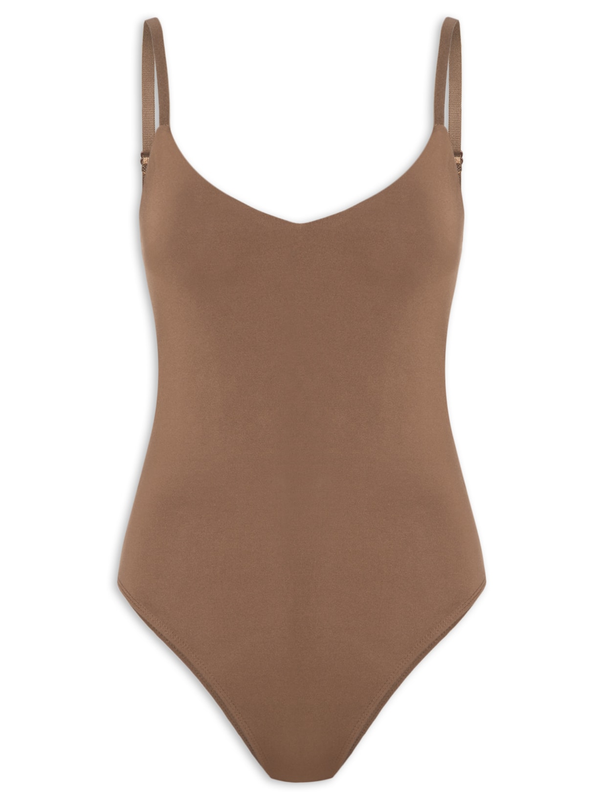 Body Feminino Alças Finas Reguláveis Marrom Basiq