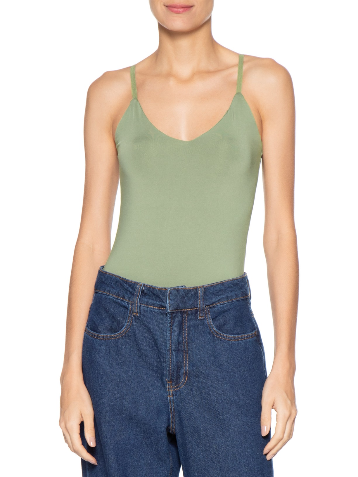 Body Feminino Alças Finas Reguláveis Verde Basiq