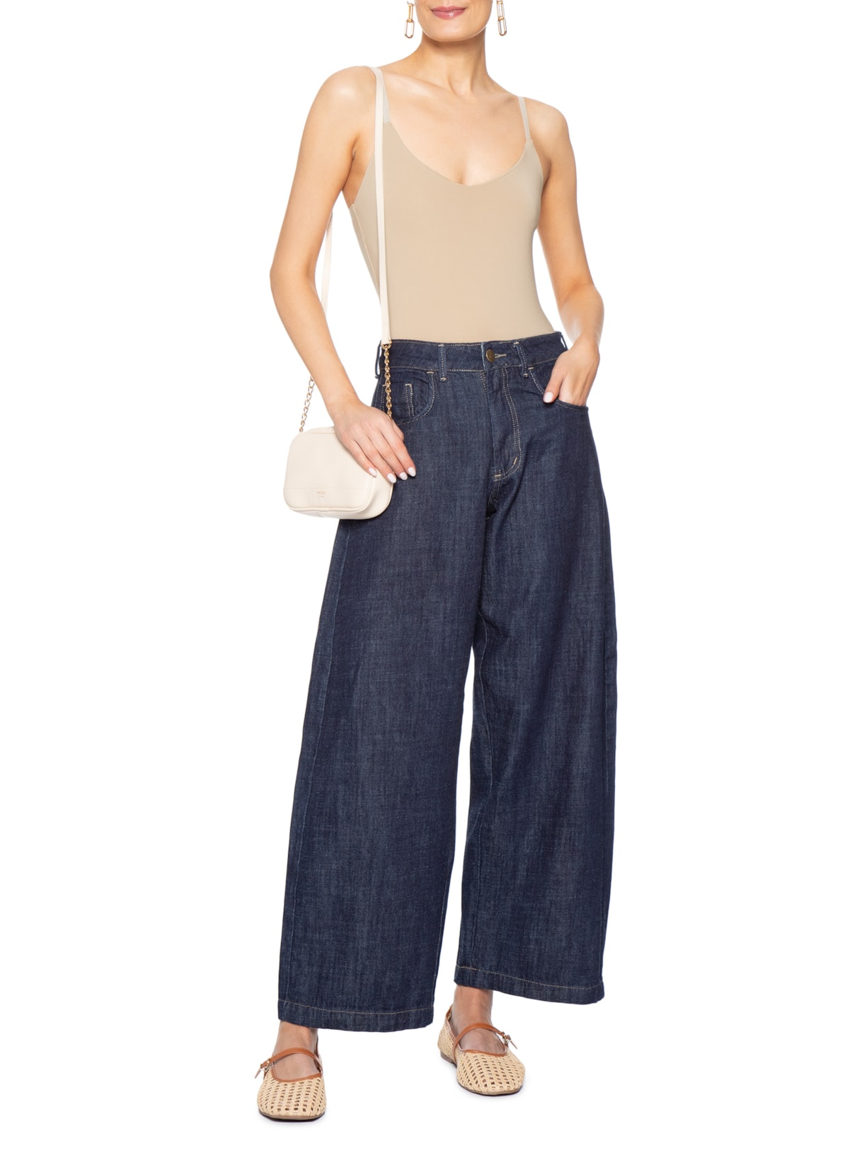 Body Feminino Alcinha Básico Bege Basiq