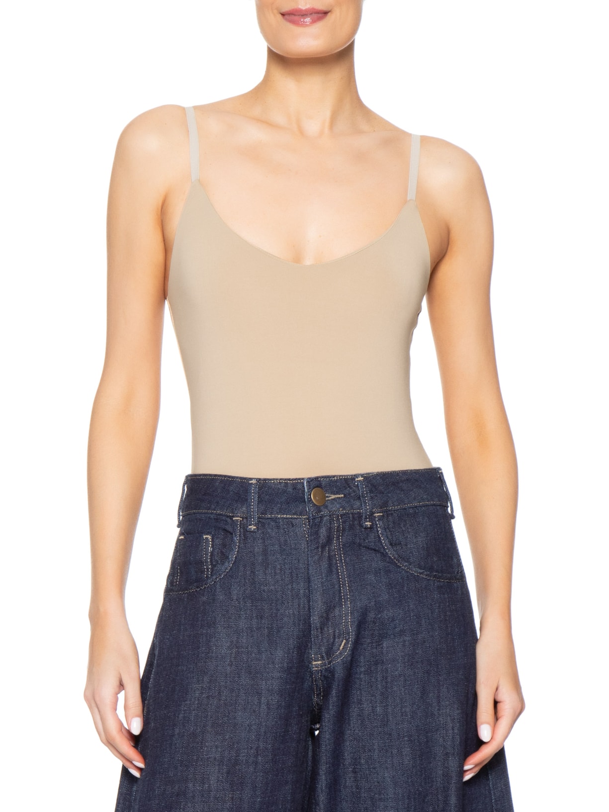Body Feminino Alcinha Básico Bege Basiq