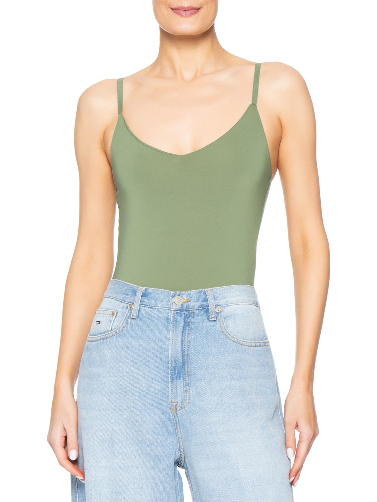 Body Feminino Alcinha Básico Verde Basiq